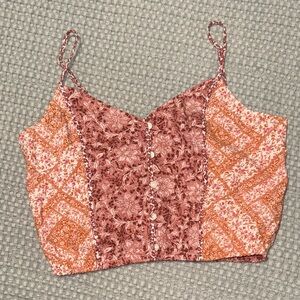 American Eagle Outfitters Floral Cami Top - Pink and Orange